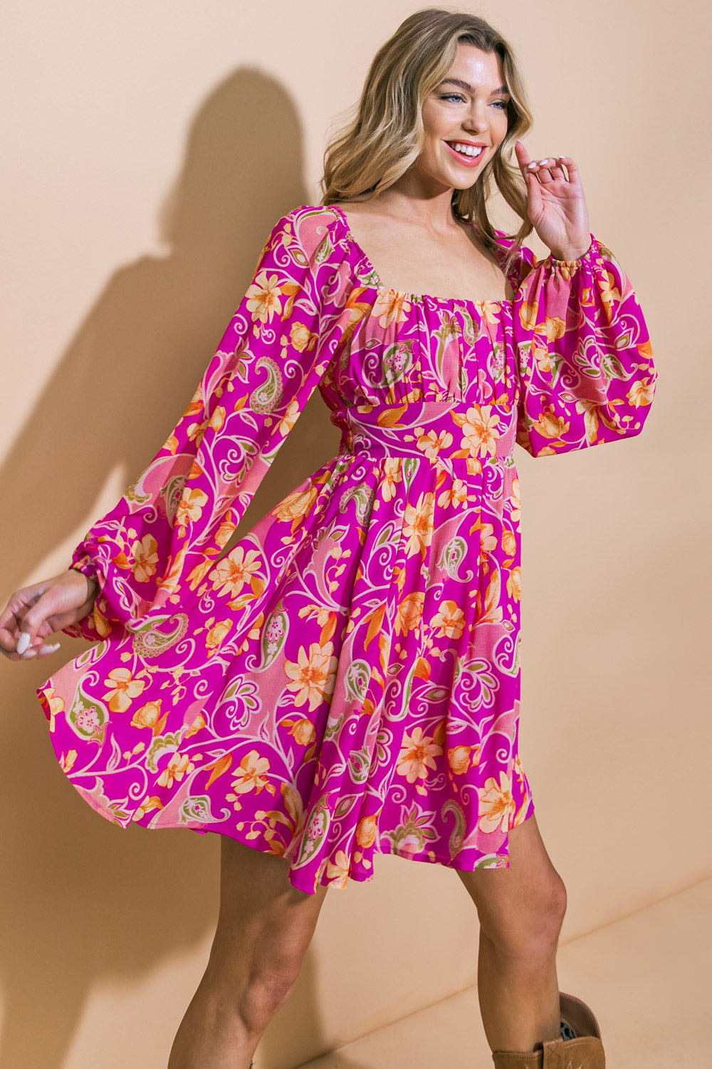 THRIVING ALL NIGHT WOVEN MINI DRESS Flying Tomato